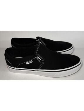 VANS Asher Slip on Canvas Sneaker Black/White VN0A32QM187
